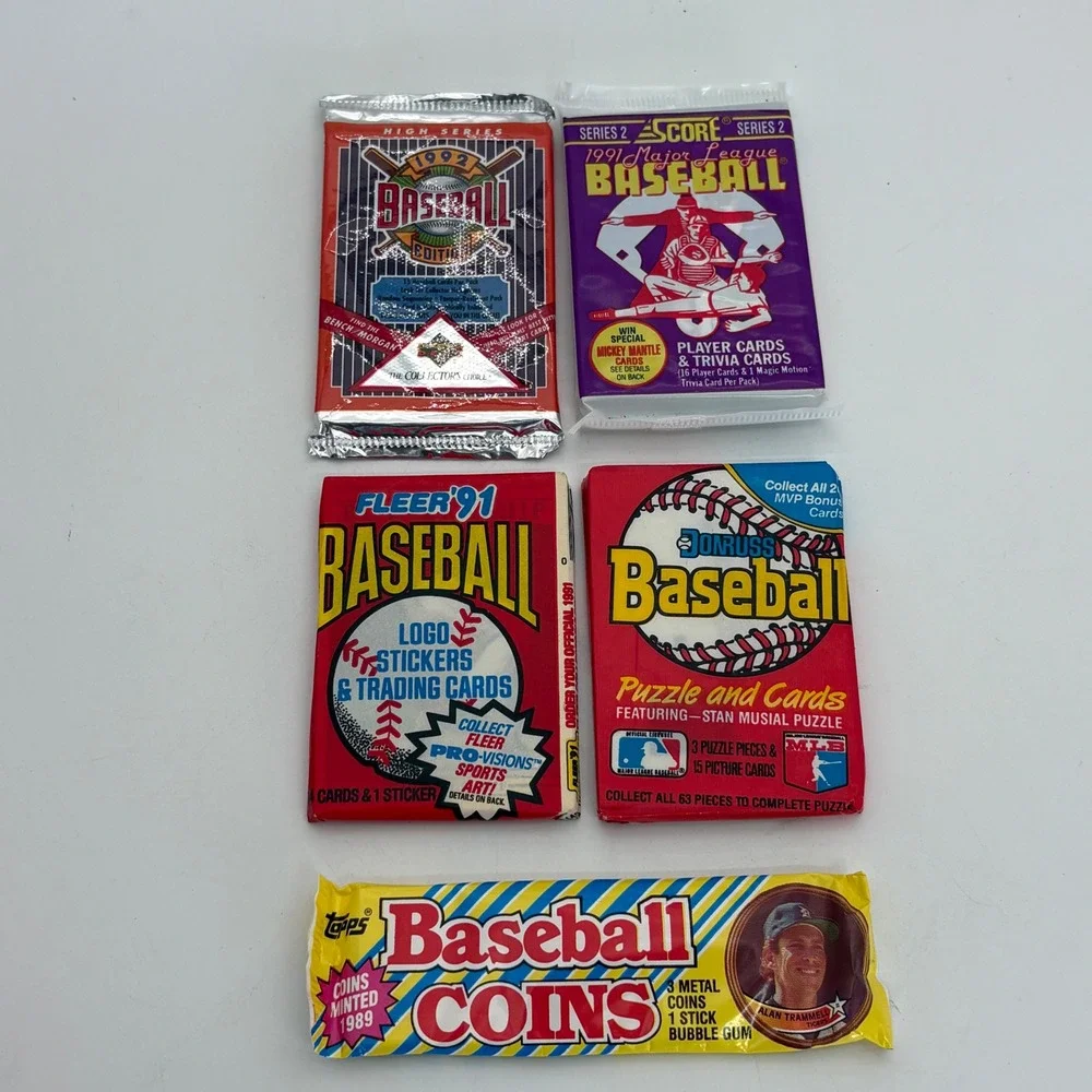 Vintage Baseball Card Pack Lot 1989-1992 Topps Coins Upper Deck Score Fleer MLB